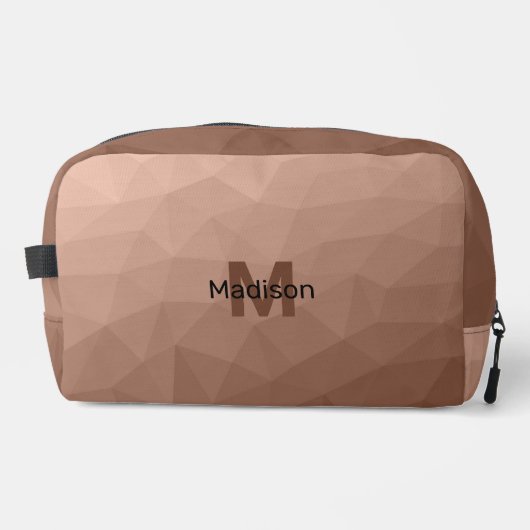 Mocha Bruin geometrisch mesh patroon Monogram Toilettasje (Voorkant)