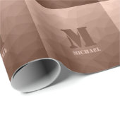 Mocha bruin geometrisch meshpatroon Monogram Cadeaupapier (Rol Hoek)