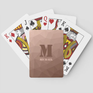 Mocha bruin geometrisch meshpatroon Monogram Pokerkaarten