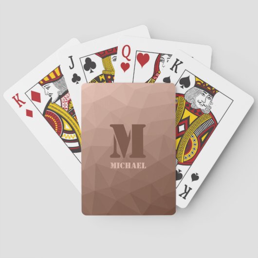 Mocha bruin geometrisch meshpatroon Monogram Pokerkaarten (Achterkant)