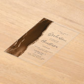 Mocha Bruin Goud Agaat Grijs Tekst Afstuderen Acryl Uitnodigingen (Laagn)