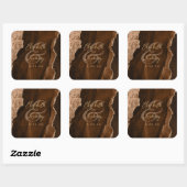 Mocha Bruin Goud Agaat Script Bruiloft Vierkante Sticker (Vel)
