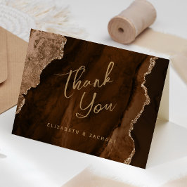 Mocha Bruin Goud Agate Script Trouw Trouwkaart Kaart