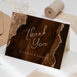 Mocha Bruin Goud Agate Script Trouw Trouwkaart Kaart