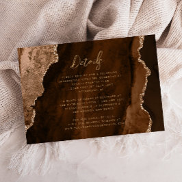 Mocha Bruin Goud Agate Script Trouwdetails Informatiekaartje