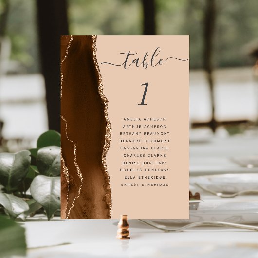 Mocha Bruin Goud Agate Tan Bruiloft Kaart