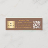 Mocha bruin goud Qr code business logo Klantenkaartje (Achterkant)