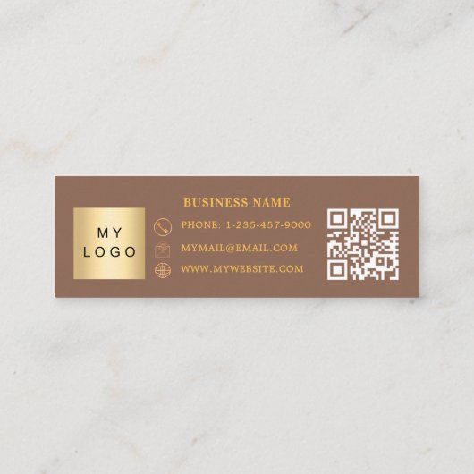 Mocha bruin goud Qr code business logo Klantenkaartje (Achterkant)