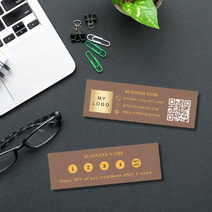 Mocha bruin goud Qr code business logo Klantenkaartje
