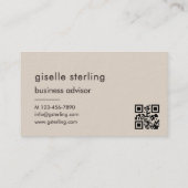 Mocha Bruin Goud QR Code Minimalistisch Monogram Visitekaartje (Achterkant)