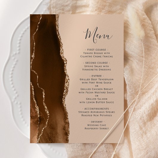 Mocha Bruin Goud Tannine Huwelijksmenu Menu