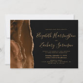Mocha Bruin Gouden Agaat Donkere Bruiloft Uitnodig Kaart (Voorkant)