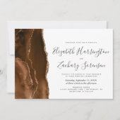 Mocha Bruin Gouden Agaat Huwelijksuitnodiging Kaart (Voorkant)