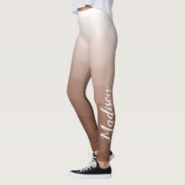Mocha bruin Gradient Geometrische Mesh Jouw naam Leggings