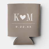 Mocha Bruin Modern Huwelijk Monogram Blikjeskoeler (Voorkant)