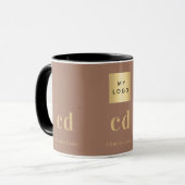Mocha bruin monogram naam bedrijfslogo mok (Voorkant links)