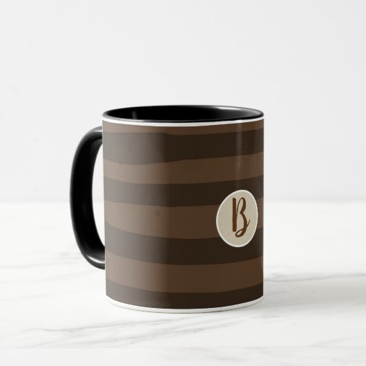 Mocha Bruin Whimsical Funky Strepen Modern Chic Mok (Voorkant links)