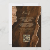 Mocha Bruine Agaat Gouden Script QR Code Huwelijk Kaart (Achterkant)
