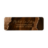 Mocha Bruine Agate Script Trouw Retouradres Etiket (Voorkant)
