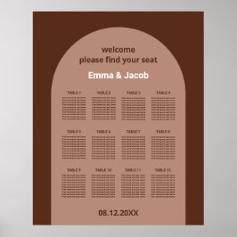Mocha Bruine Boog 12 Tafel Stoelenkaart Poster