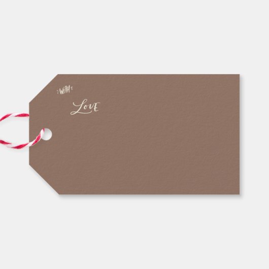 Mocha bruine crème strik Kerstmis Cadeaulabel (Achterkant Horizontaal)