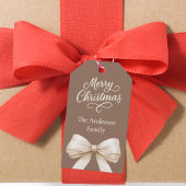 Mocha bruine crème strik Kerstmis Cadeaulabel