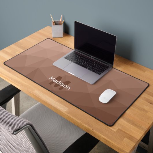 Mocha Bruine geometrische mesh patroon Monogram Bureaumat (Kantoor 2)