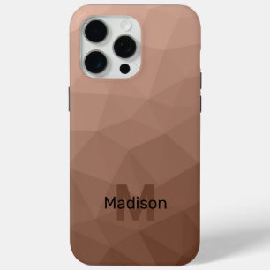 Mocha Bruine geometrische mesh patroon Monogram iPhone 15 Pro Max Hoesje
