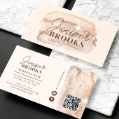 Mocha Bruine Social Media QR Code Glitter Visitekaartje