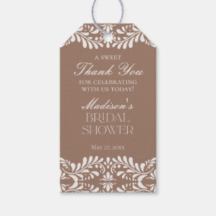Mocha Bruine Talavera Fiesta Bruiloftsfeest Favori Cadeaulabel