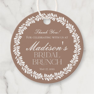 Mocha Bruine Talavera Spaanse Fiesta Bruidsbrunch Bedankjes Labels