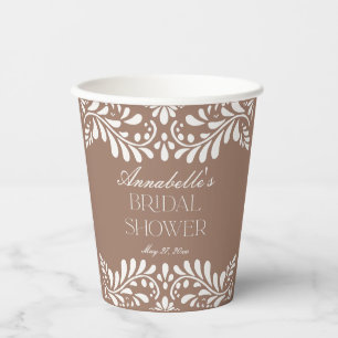 Mocha Bruine Talavera Spaanse Fiesta Bruidsfeest Papieren Bekers