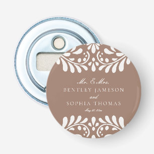 Mocha Bruine Talavera Spaanse Fiesta Bruiloft Favo Button Flesopener