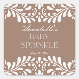 Mocha Bruine Talavera Tegel Fiesta Baby Sprinkle Vierkante Sticker