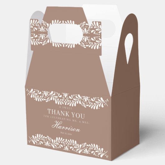 Mocha Bruine Talavera Tegel Fiesta Bruilofts desse Bedankdoosjes (Geopend)