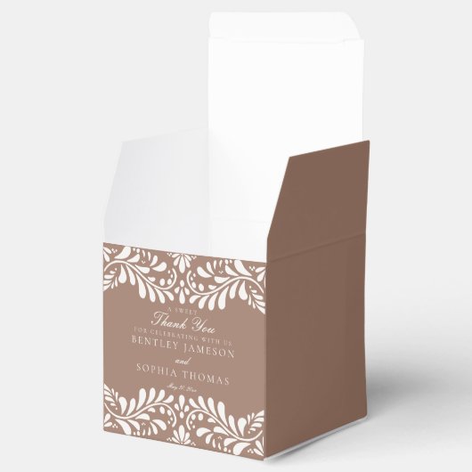 Mocha Bruine Talavera Tegel Stijl Fiesta Bruiloft Bedankdoosjes (Geopend)