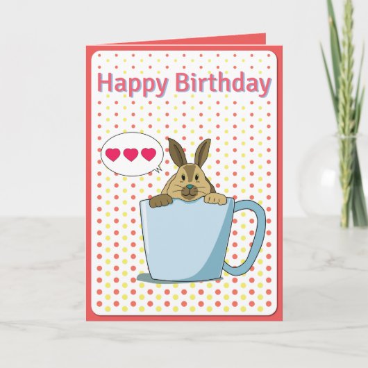 Mocha bunny Happy Birthday Card Kaart (Voorkant)