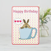 Mocha bunny Happy Birthday-kaart Feestdagenkaart (Staand voorkant)