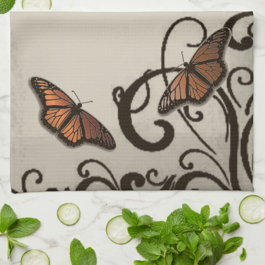 Mocha Butterfly Swirl Kitchen Towel Theedoek (Gevouwen)