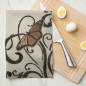 Mocha Butterfly Swirl Kitchen Towel Theedoek (Quarter Fold)