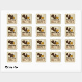 Mocha Buzzed Schattigee Eekhoorn Grappig Dierenvri Vierkante Sticker (Vel)