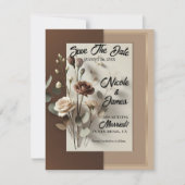 Mocha Café Au Lait Bruin Neutraal Bloemen Opslaan  Kaart (Voorkant)