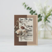 Mocha Café Au Lait Bruin Neutraal Bloemen Opslaan  Kaart (Staand voorkant)