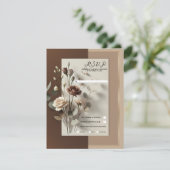 Mocha Café Au Lait Bruin Neutraal Bloemen RSVP Kaart (Staand voorkant)