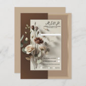 Mocha Café Au Lait Bruin Neutraal Bloemen RSVP Kaart (Voorkant / Achterkant)
