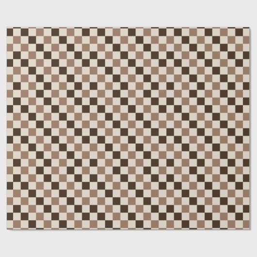 Mocha Checkered Charm Cadeaupapier (Vlak)