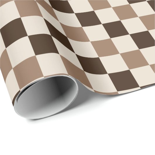 Mocha Checkered Charm Cadeaupapier (Rol Hoek)