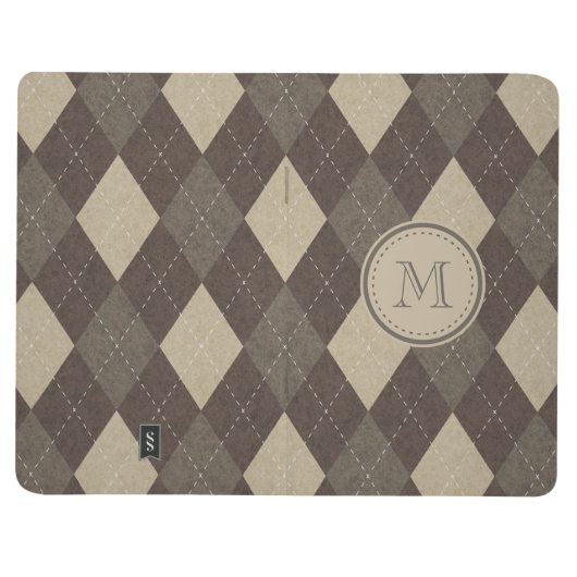 Mocha Chocca Brown Argyle met Monogram Journal (Buitenkant)
