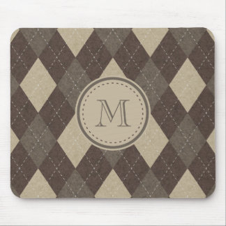 Mocha Chocca Brown Argyle Pset met Monogram Muismat