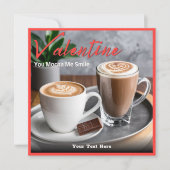 Mocha Coffee Lover Custom Text Valentijnsdag Feestdagenkaart (Voorkant)